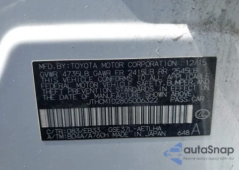 2016 Lexus Is 300 z USA, uszkodzony, nr VIN JTHCM1D28G5006322